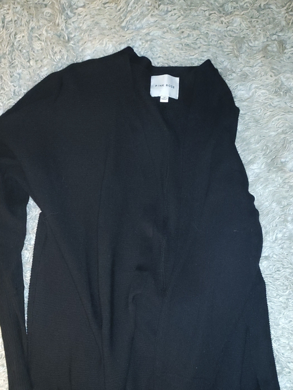 Pink Rose Black Open-Front Cardigan Sweater
